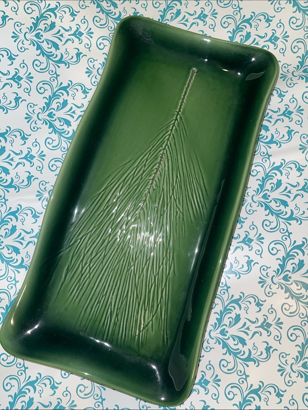 Southern Living Green Ceramic Decorative Sprig Tray